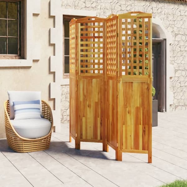 vidaXL 4-panels rumdeler 162x2x180 cm massivt akacietræ - Rumdelere