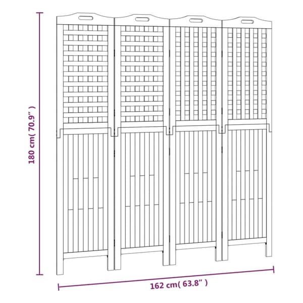 vidaXL 4-panels rumdeler 162x2x180 cm massivt akacietræ - Rumdelere