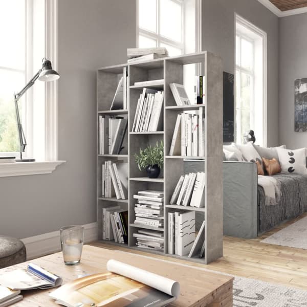vidaXL rumdeler/bogreol 100x24x140 cm konstrueret træ betongrå -  Rumdelere