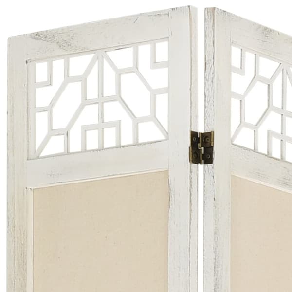 vidaXL 6-panels rumdeler 210x165 cm stof cremefarvet - Rumdelere