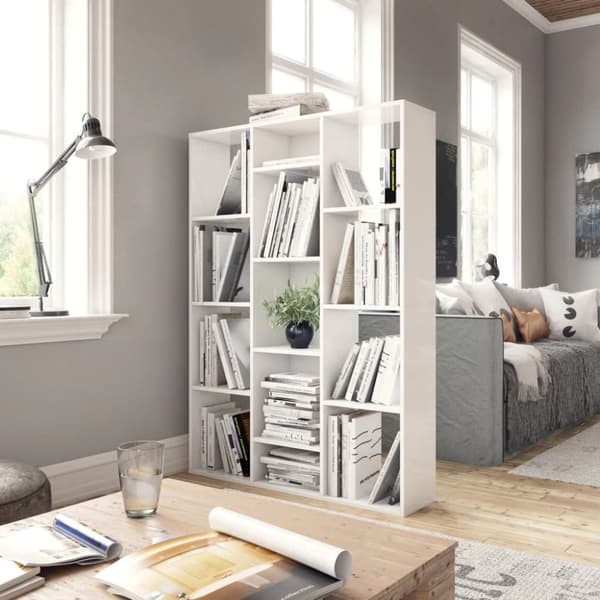 vidaXL rumdeler/bogreol 100x24x140 cm konstrueret træ grå højglans - Rumdelere