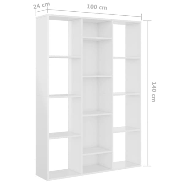 vidaXL rumdeler/bogreol 100x24x140 cm konstrueret træ grå højglans - Rumdelere