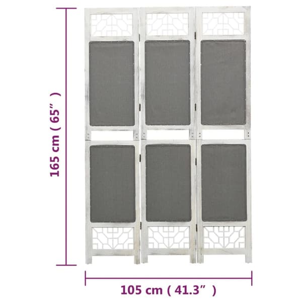vidaXL 3-panels rumdeler 105x165 cm stof grå -  Rumdelere