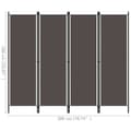 Miniatyrbillede 7 af 7: vidaXL 4-panels rumdeler 200 x 180 cm antracitgrå -  Rumdelere