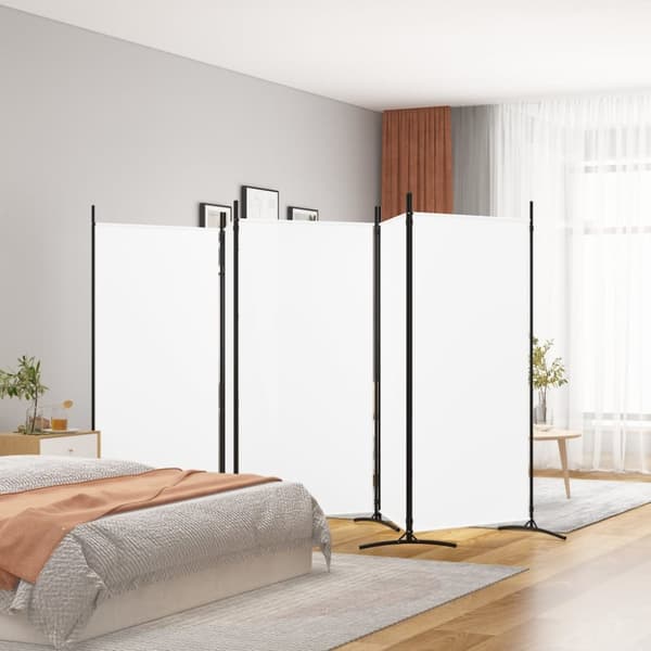 vidaXL 5-panels rumdeler 433x180 cm stof hvid - Rumdelere