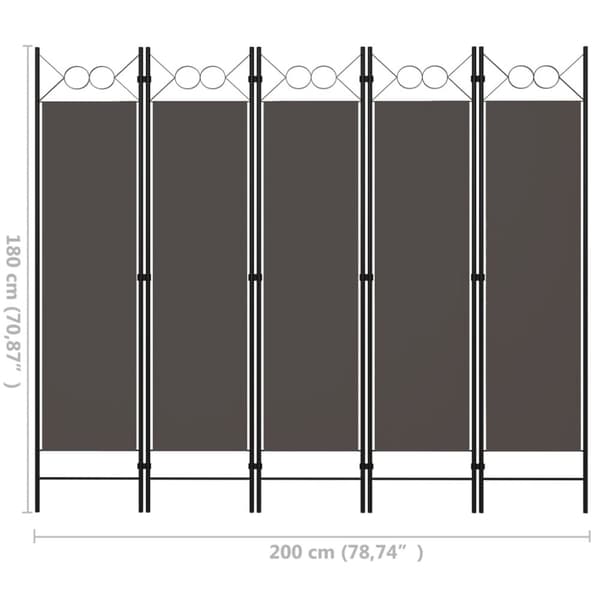 vidaXL 5-panels rumdeler 200x180 cm antracitgrå -  Rumdelere