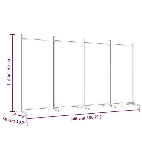 vidaXL 4-panels rumdeler 346x180 cm stof antracitgrå -  Rumdelere