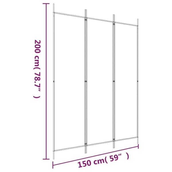 vidaXL 3-panels rumdeler 150x200 cm stof sort -  Rumdelere