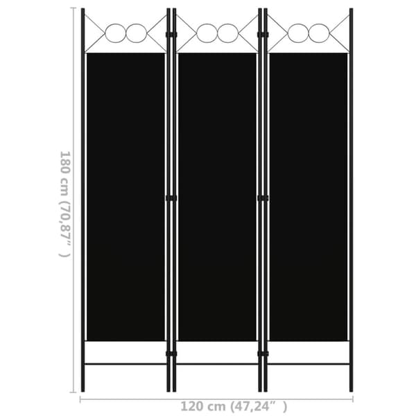 vidaXL 3-panels rumdeler 120x180 cm sort - Rumdelere