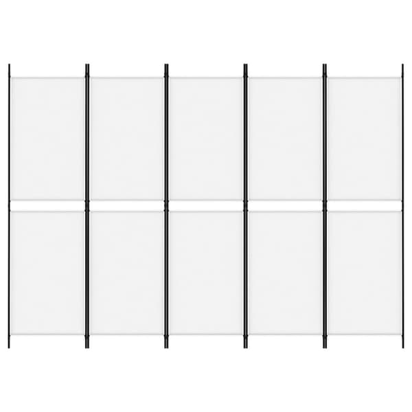 vidaXL Rumsavdelare 5 paneler vit 250x180 cm tyg -  Rumsavdelare
