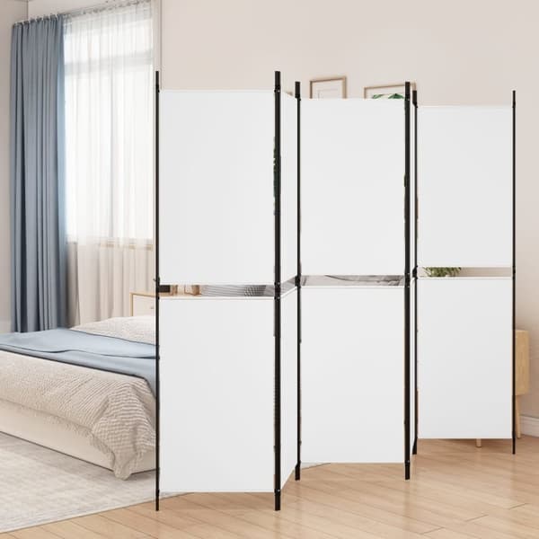 vidaXL Rumsavdelare 5 paneler vit 250x180 cm tyg -  Rumsavdelare