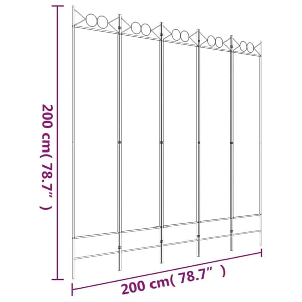 vidaXL 5-panels rumdeler 200x200 cm stof sort -  Rumdelere
