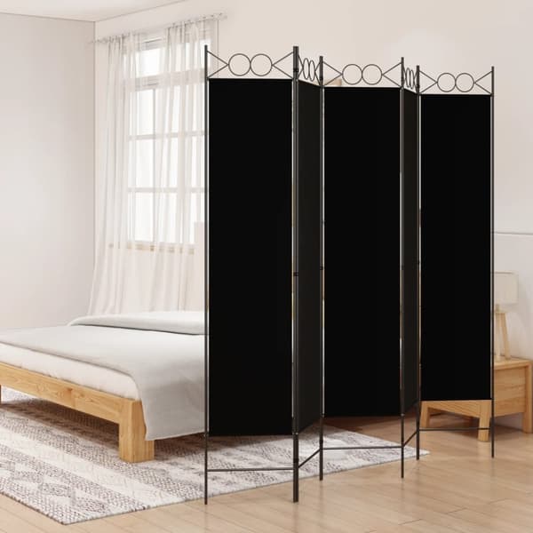 vidaXL 5-panels rumdeler 200x200 cm stof sort -  Rumdelere