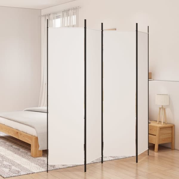vidaXL 4-panels rumdeler 200x200 cm stof hvid -  Rumdelere
