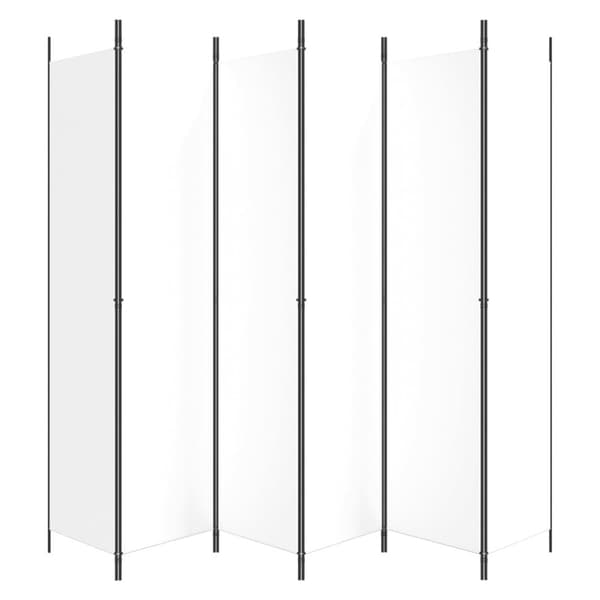vidaXL 6-panels rumdeler 300x220 cm stof hvid - Rumdelere