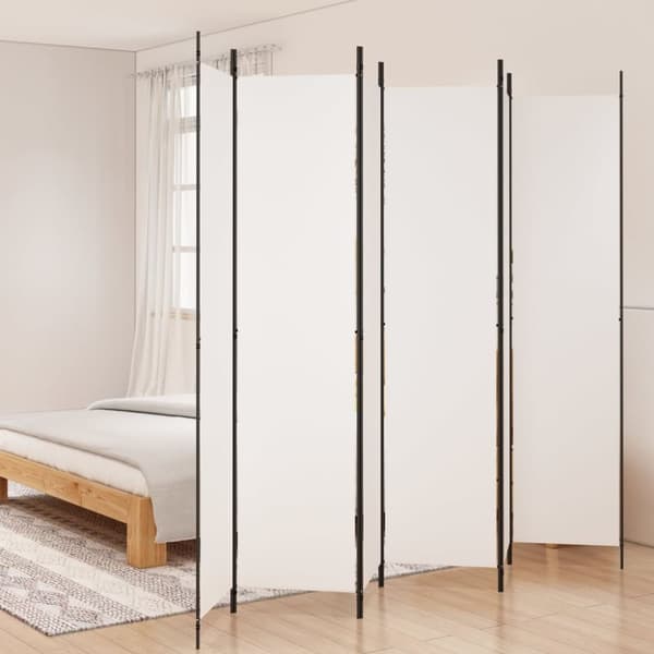 vidaXL 6-panels rumdeler 300x220 cm stof hvid - Rumdelere