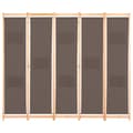 Miniatyrbillede 3 af 9: vidaXL 5-panels rumdeler 200 x 170 x 4 cm stof brun -  Rumdelere