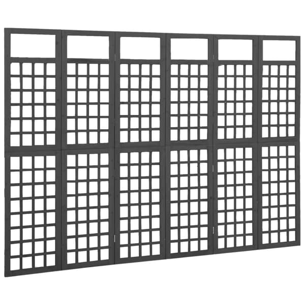vidaXL 6-panels rumdeler/espalier 242,5x180 cm massivt grantræ sort -  Rumdelere