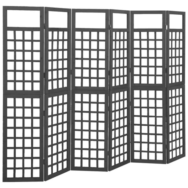 vidaXL 6-panels rumdeler/espalier 242,5x180 cm massivt grantræ sort -  Rumdelere