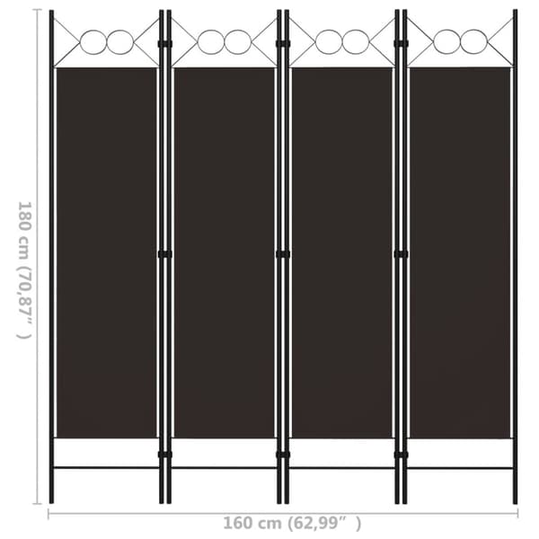 vidaXL 4-panels rumdeler 160x180 cm brun -  Rumdelere