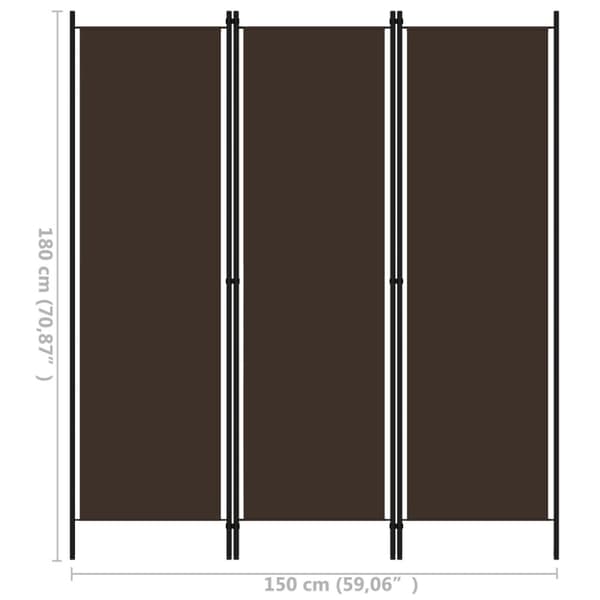 vidaXL 3-panels rumdeler 150 x 180 cm brun -  Rumdelere
