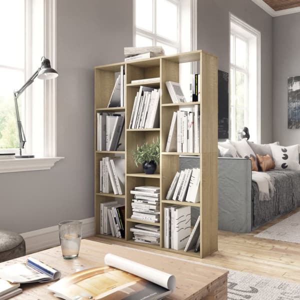 vidaXL Rumsavdelare/bokhylla sonoma-ek 100x24x140 cm konstruerat trä - Rumsavdelare