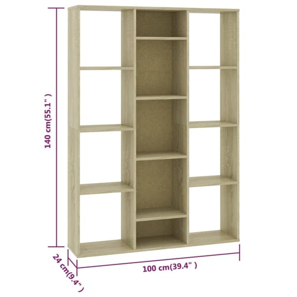 vidaXL Rumsavdelare/bokhylla sonoma-ek 100x24x140 cm konstruerat trä - Rumsavdelare