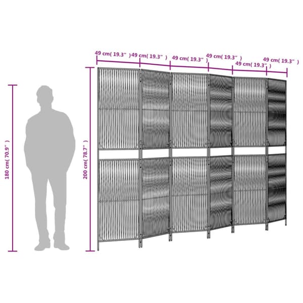 vidaXL rumdeler 6 paneler polyrattan grå - Rumdelere