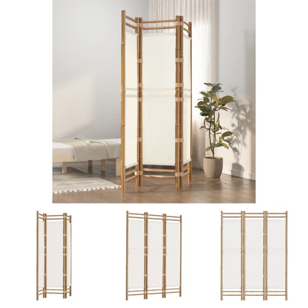 The Living Store 3-panels rumdeler 120 cm foldbar bambus og kanvas -  Rumdelere