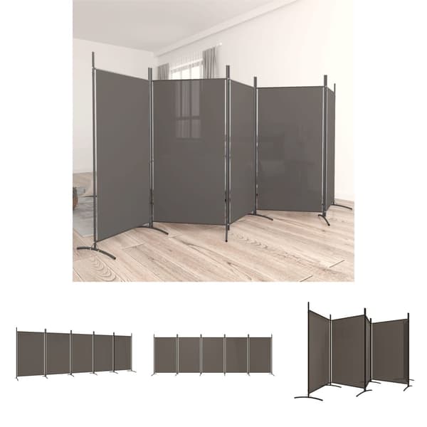 The Living Store 5-panels rumdeler 433x180 cm stof antracitgrå -  Rumdelere