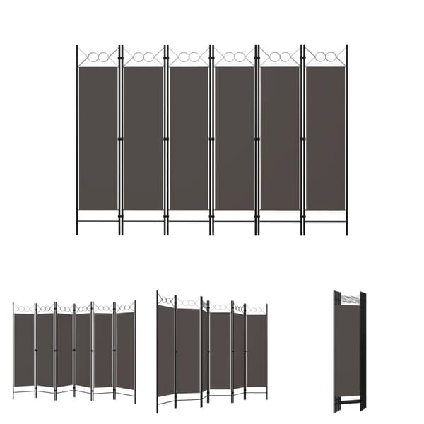 The Living Store 6-panels rumdeler 240 x 180 cm antracitgrå -  Rumdelere