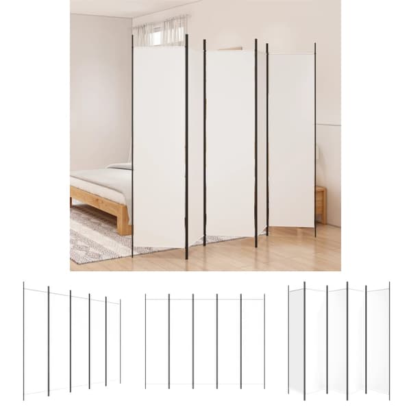 The Living Store 5-panels rumdeler 250x200 cm stof hvid - Rumdelere