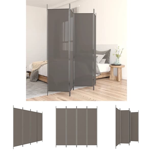 The Living Store 4-panels rumdeler 200x220 cm stof antracitgrå -  Rumdelere