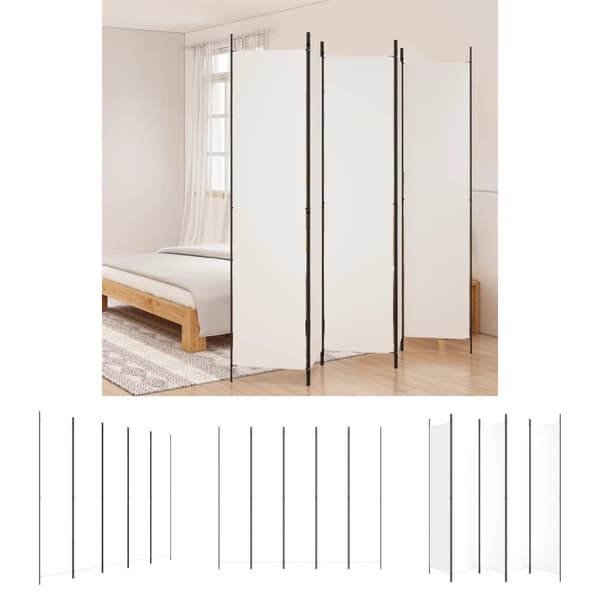 The Living Store 5-panels rumdeler 250x220 cm stof hvid - Rumdelere