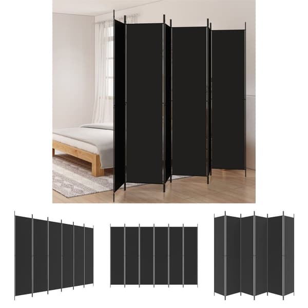 The Living Store 6-panels rumdeler 300x220 cm stof sort -  Rumdelere