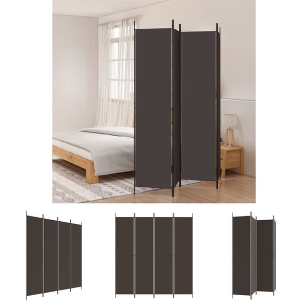 The Living Store 4-panels rumdeler 200x220 cm stof brun -  Rumdelere