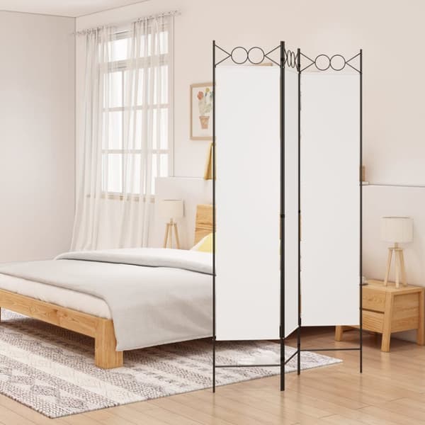The Living Store 3-panels rumdeler 120x200 cm stof hvid -  Rumdelere