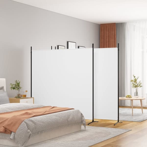 The Living Store 4-panels rumdeler 698x180 cm stof hvid -  Rumdelere