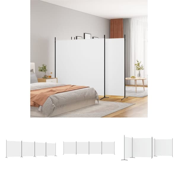 The Living Store 4-panels rumdeler 698x180 cm stof hvid -  Rumdelere
