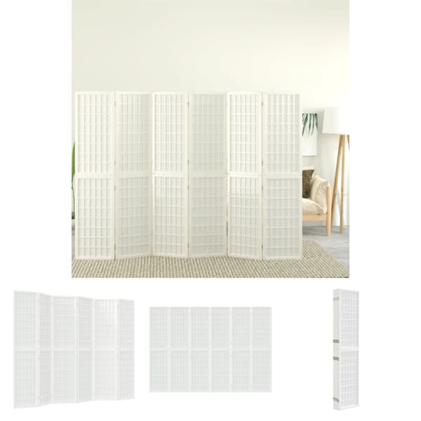The Living Store 6-panels rumdeler 240x170 cm foldbar japansk stil hvid - Rumdelere