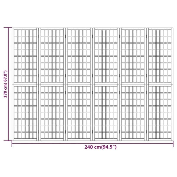 The Living Store 6-panels rumdeler 240x170 cm foldbar japansk stil -  Rumdelere