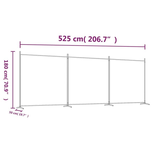 The Living Store 3-panels rumdeler 525x180 cm stof antracitgrå - Rumdelere