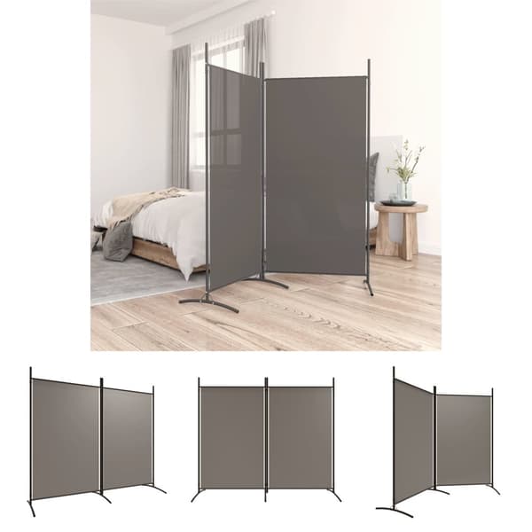 The Living Store 2-panels rumdeler 175x180 cm stof antracitgrå -  Rumdelere