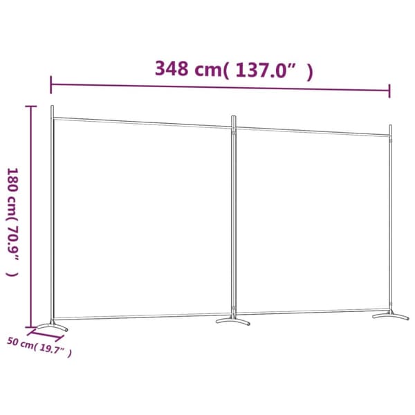 The Living Store 2-panels rumdeler 348x180 cm stof hvid -  Rumdelere