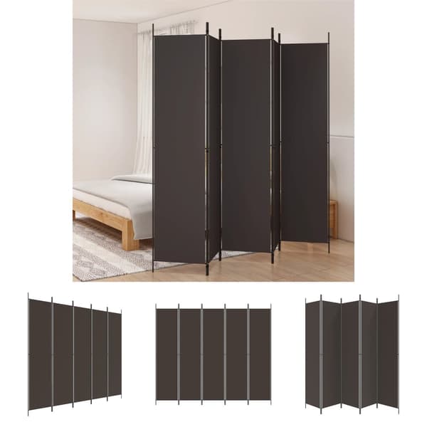 The Living Store 5-panels rumdeler 250x220 cm stof brun -  Rumdelere