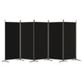Miniatyrbillede 5 af 9: The Living Store 5-panels rumdeler 433x180 cm stof sort -  Rumdelere