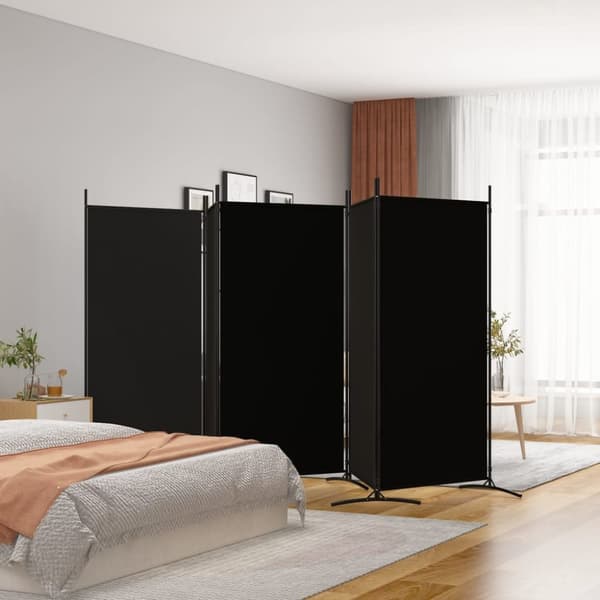 The Living Store 5-panels rumdeler 433x180 cm stof sort -  Rumdelere