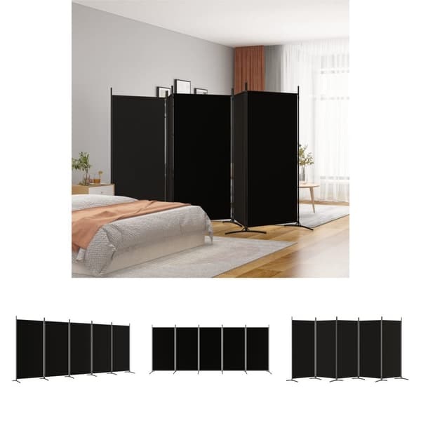 The Living Store 5-panels rumdeler 433x180 cm stof sort -  Rumdelere