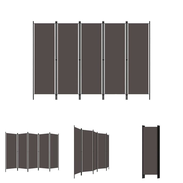 The Living Store 5-panels rumdeler 250 x 180 cm antracitgrå -  Rumdelere