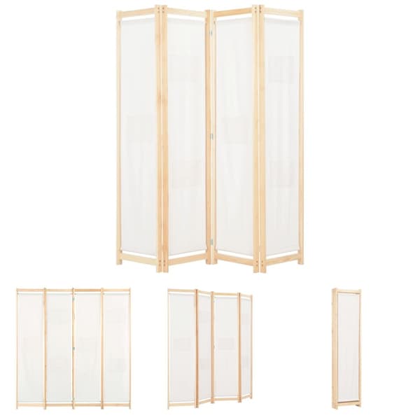 The Living Store Rumsavdelare 4 paneler 160x170x4 cm gräddvit tyg -  Rumsavdelare